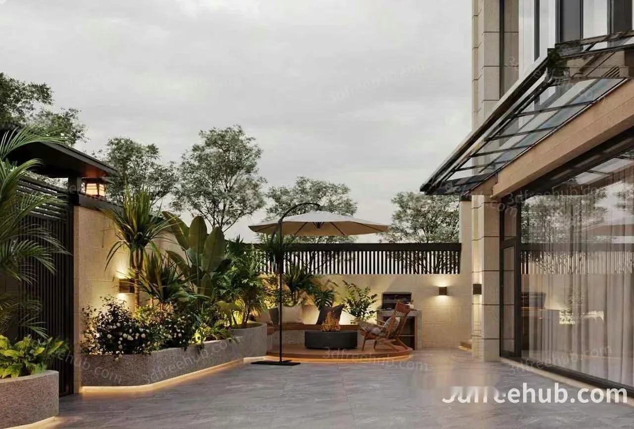 Cozy Outdoor Patio 3D Model – 19659 – VRAY Render