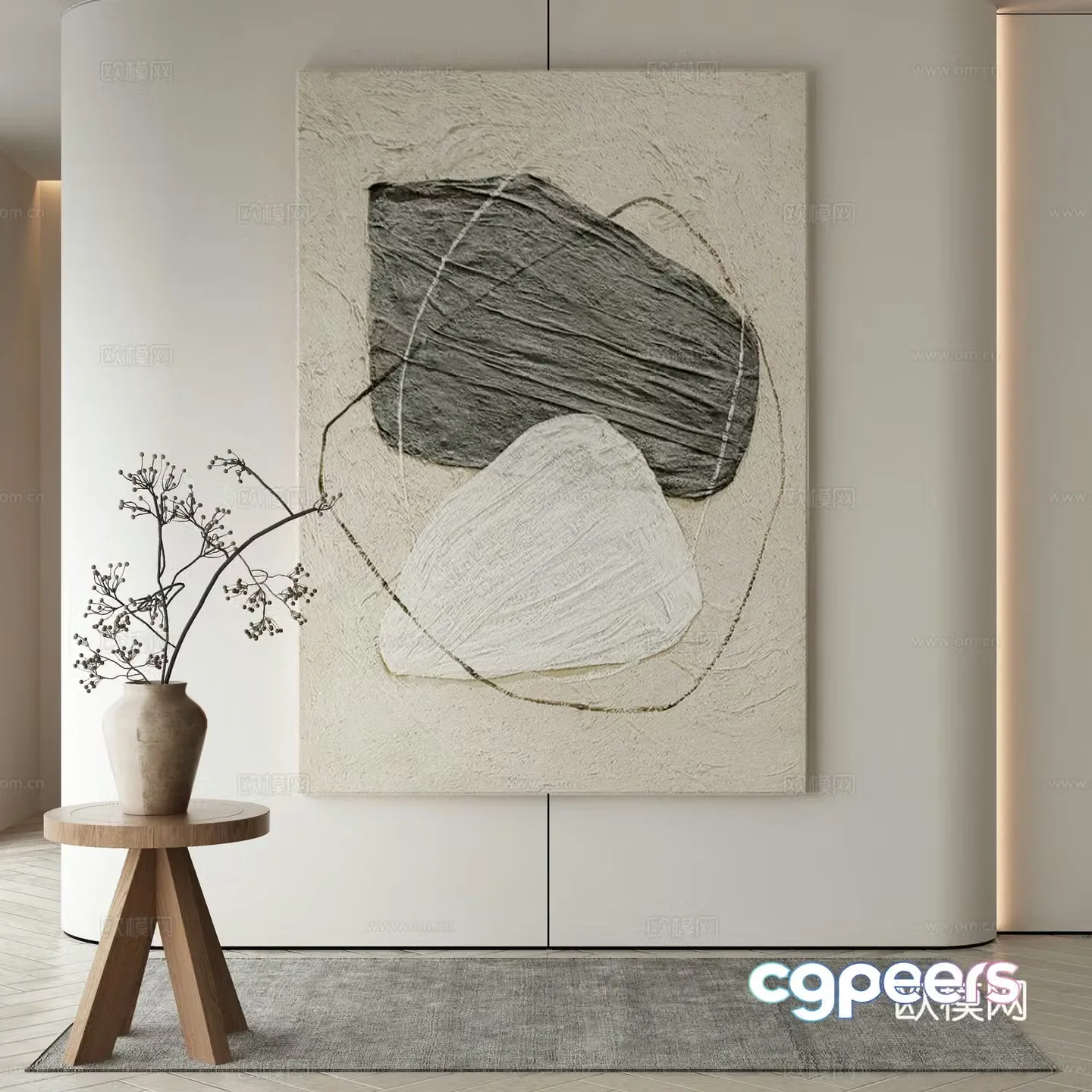 Modern decorative painting abstract painting texture painting 3d model