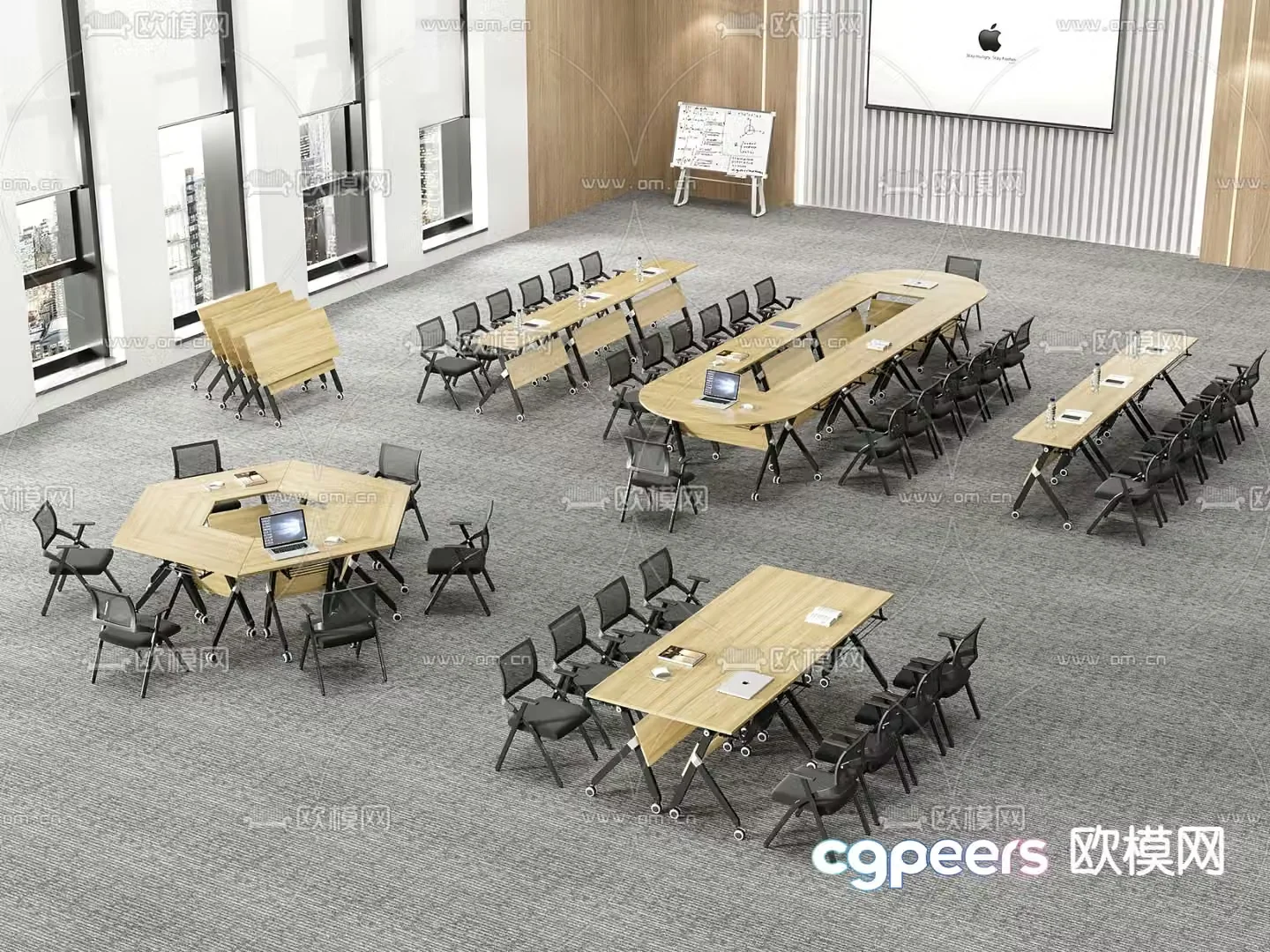 Modern conference table office desk chair training table 3d model