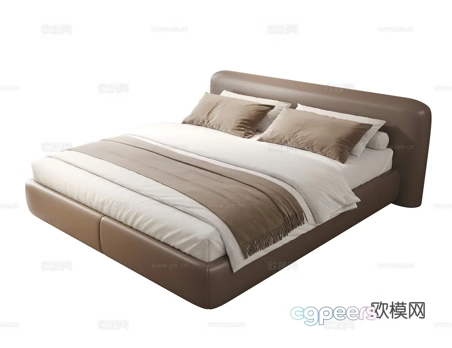 Modern double bed leather double bed 3d model