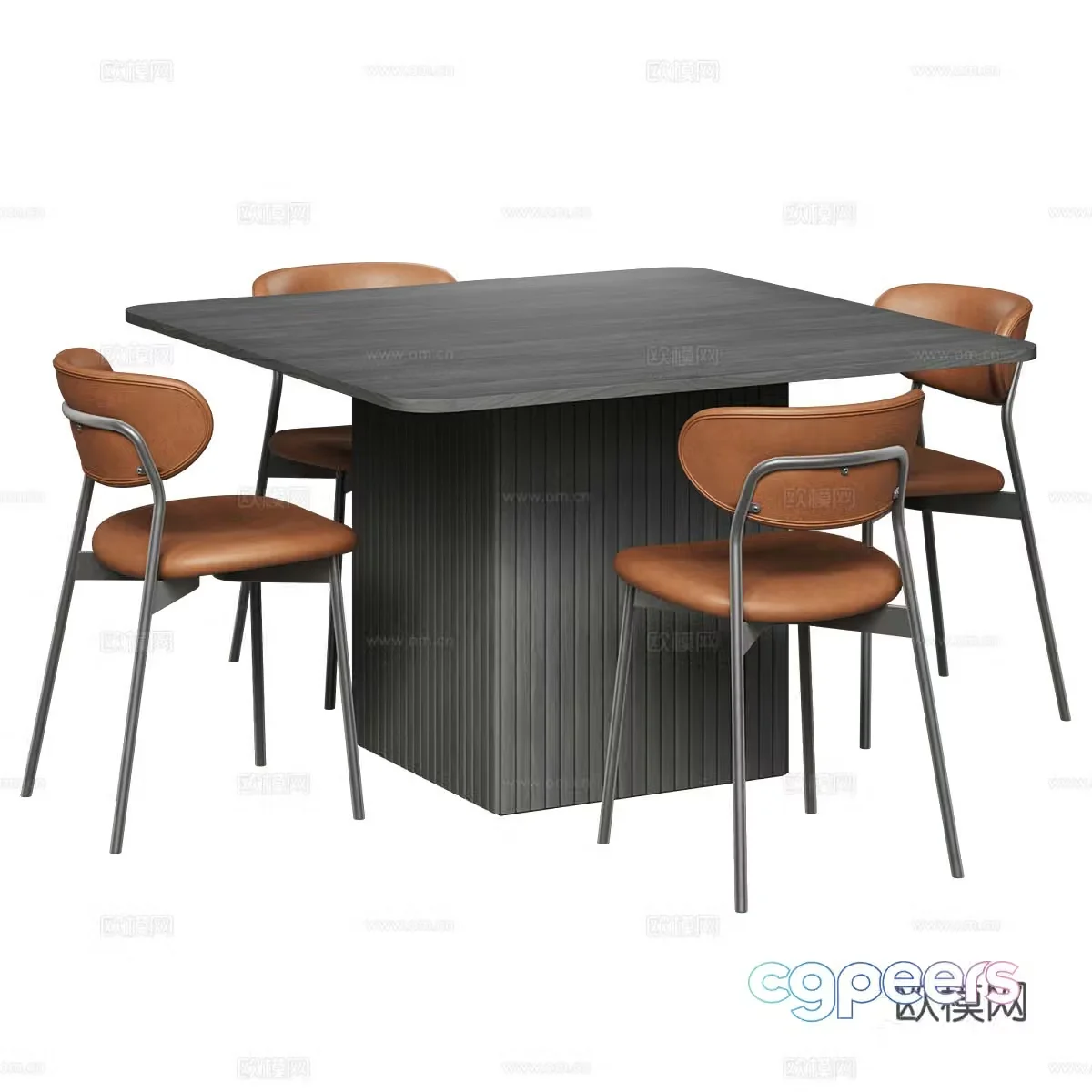 Modern Italian minimalist dining table and chair 3D model