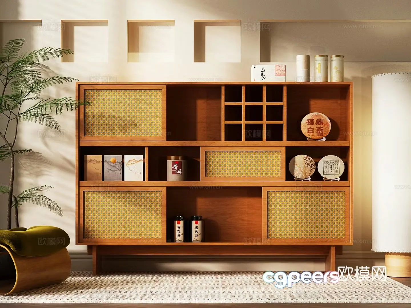 New Chinese style tea cabinet 3d model