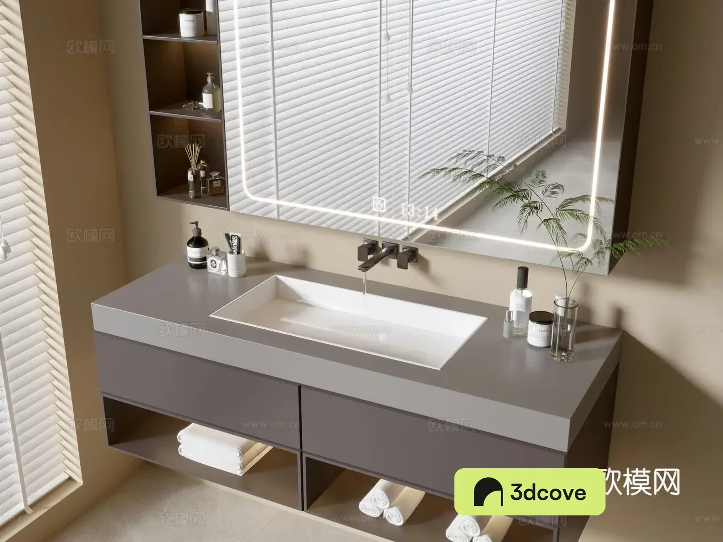Modern bathroom cabinet bathroom basin bathroom ornaments mirror cabinet sink