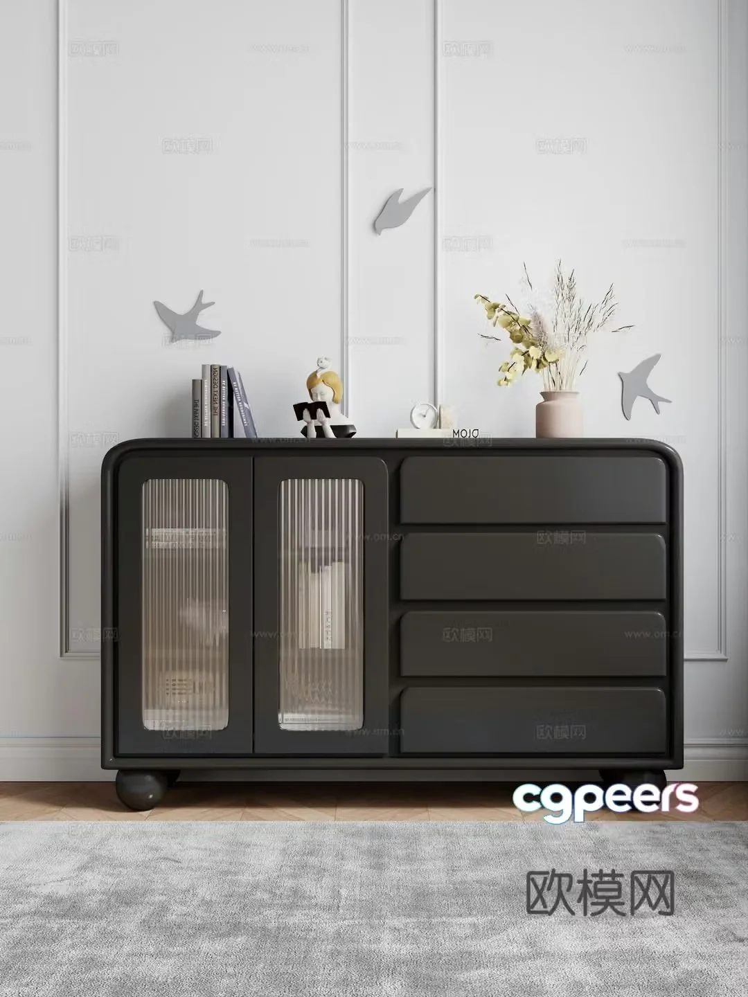 Modern chest of drawers side cabinet bedside cabinet storage cabinet entrance cabinet 3d model
