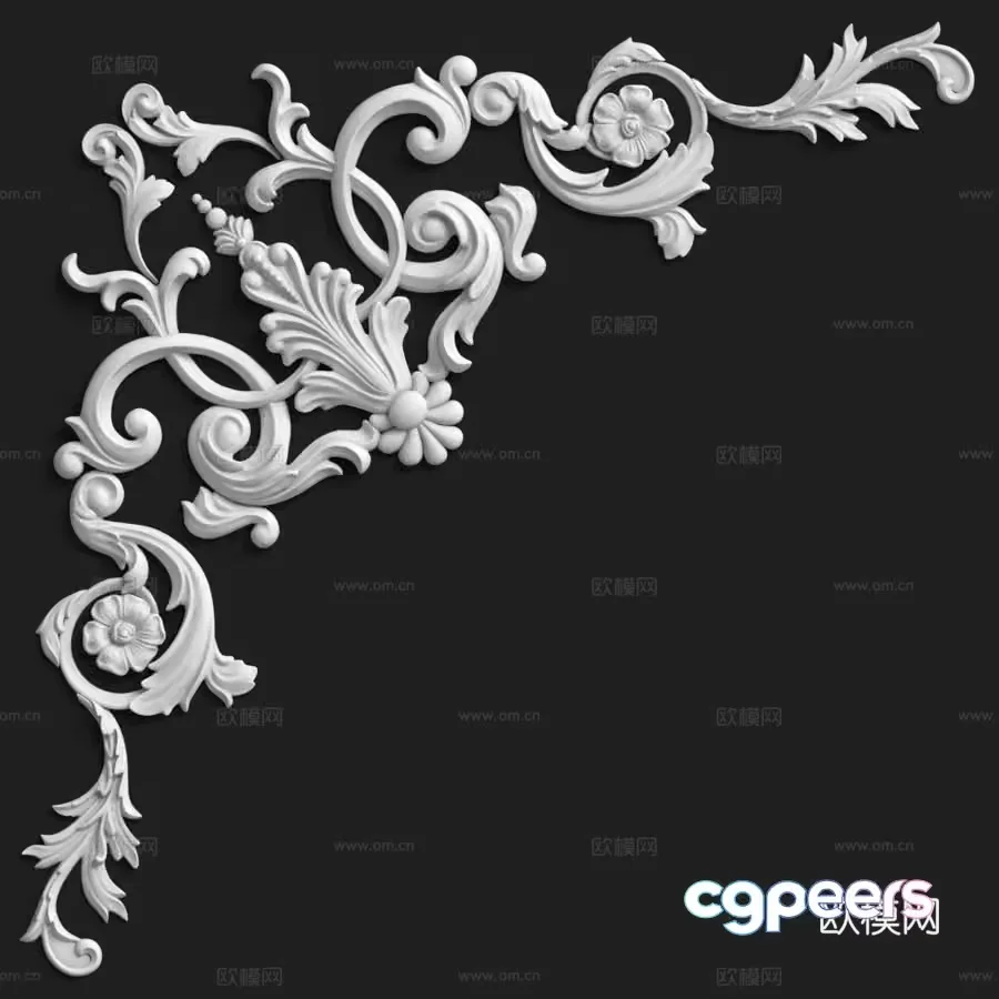 Floral White Design 3D Model – 4667 – VRAY Render