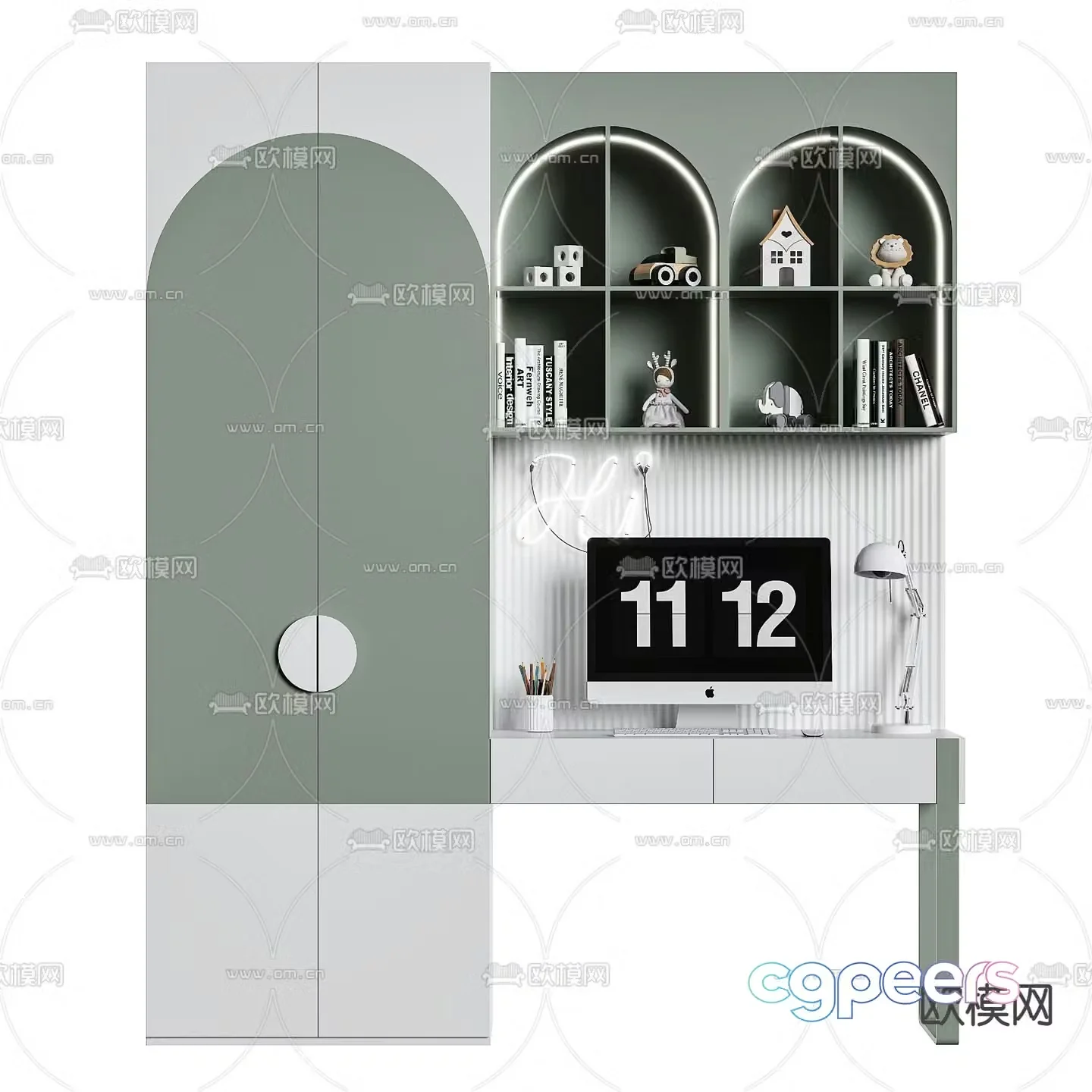 Children’s wardrobe study table 3d model