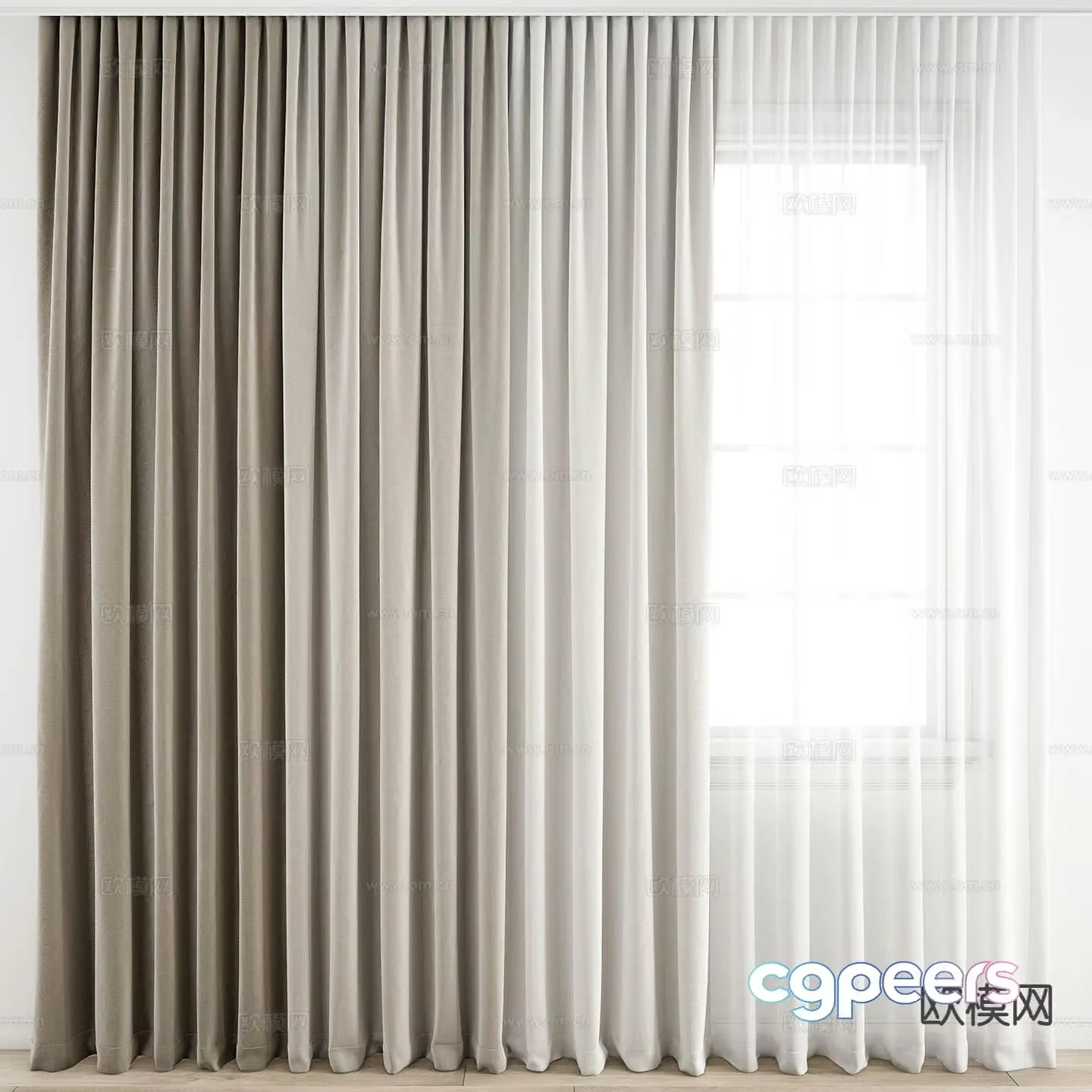 Modern curtains 3d model window screen