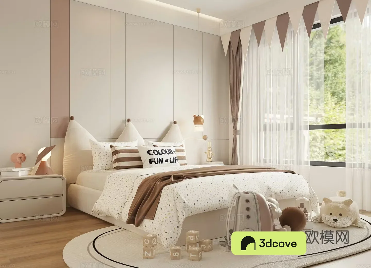 Modern creamy style children’s bedroom daughter room princess room