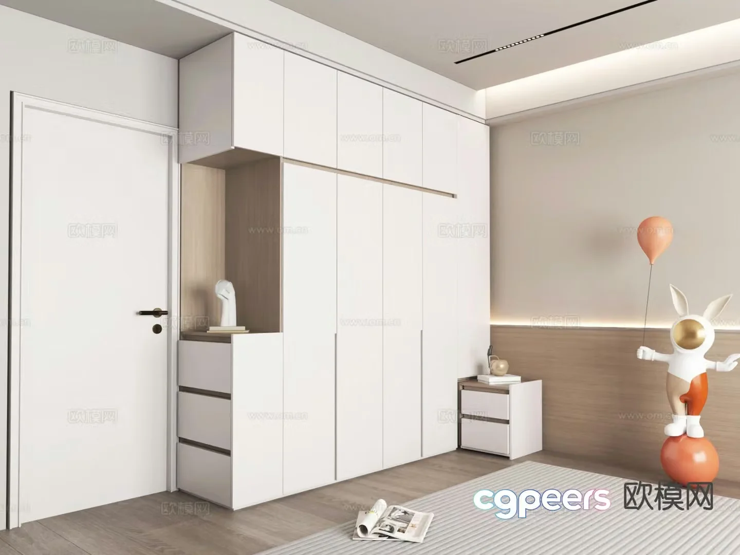 Modern custom wardrobe 3d model