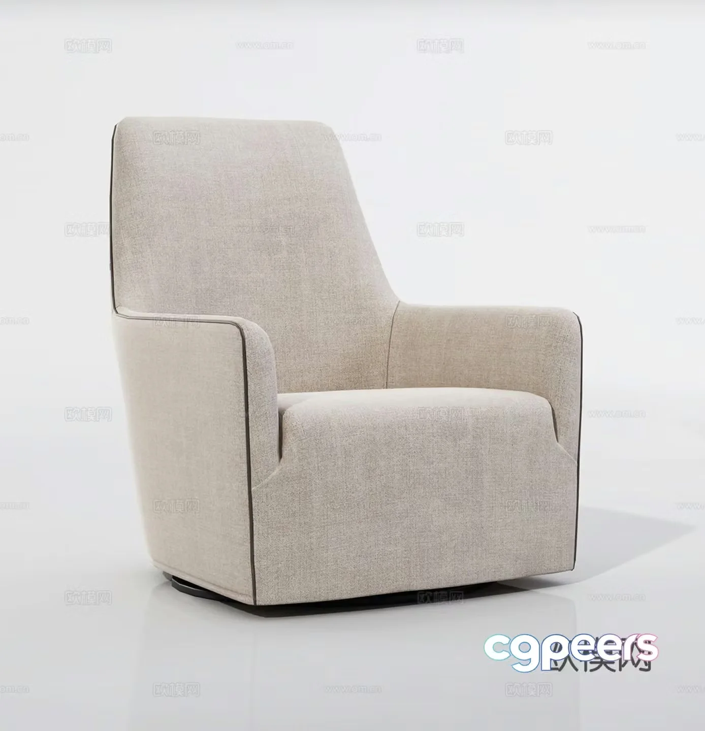 Modern light luxury leisure chair single chair cloth chair book chair dining chair 3d model