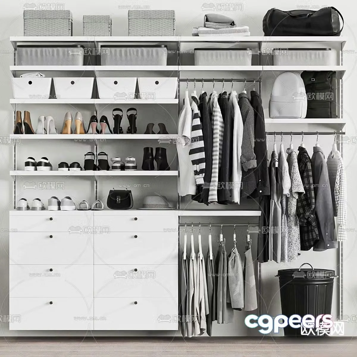Wardrobe hanger multifunctional wardrobe 3d model