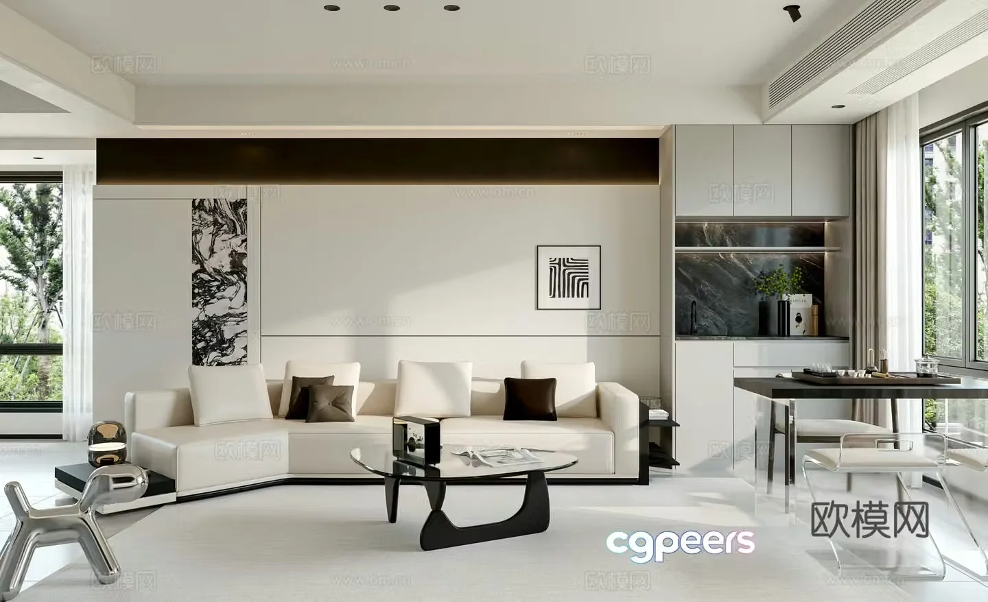 Modern minimalist living room 3d model