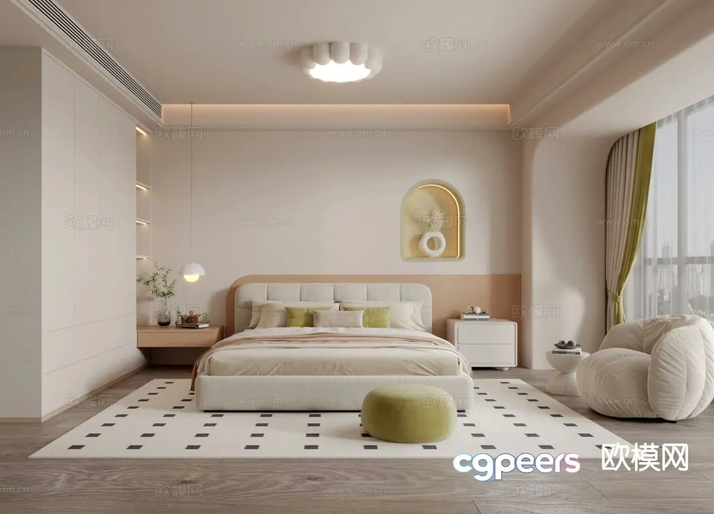 Cream style bedroom second bedroom 3D model