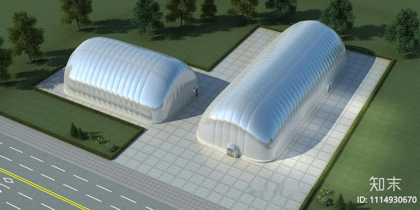 Silver Inflatable Buildings 3D Model – 1583 – VRAY Render