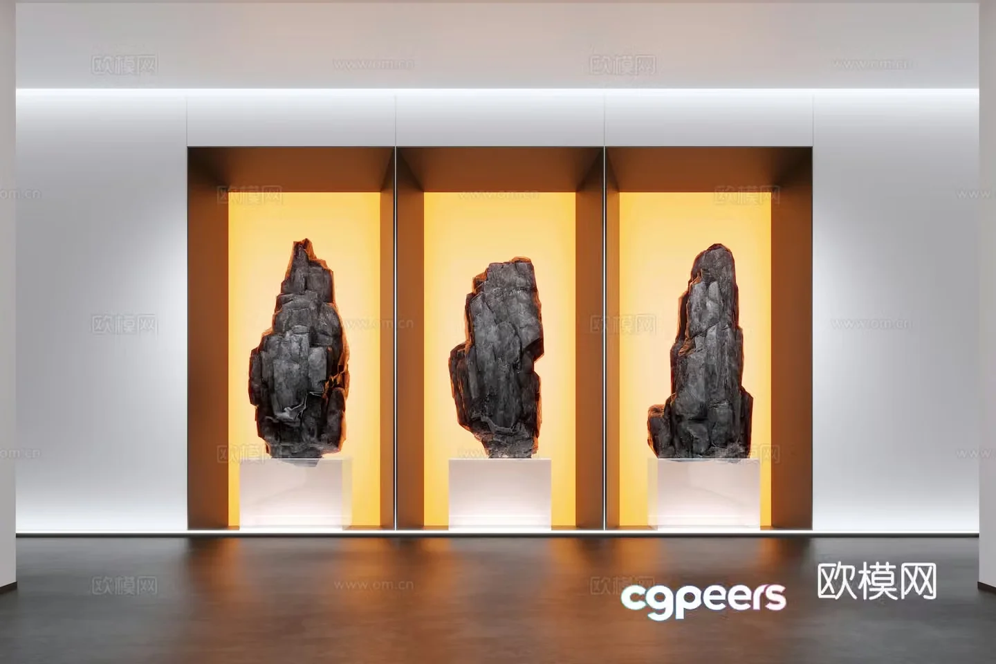 Modern stone art installation meteorite landscape stone 3d model