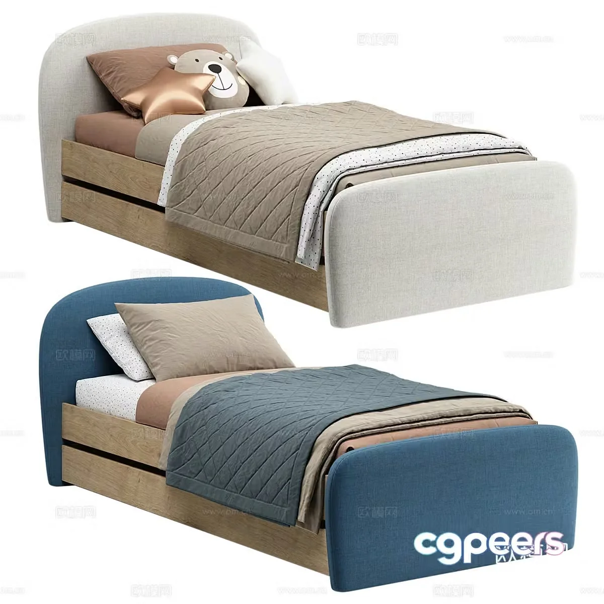 Modern Nordic art children’s bed 3D model