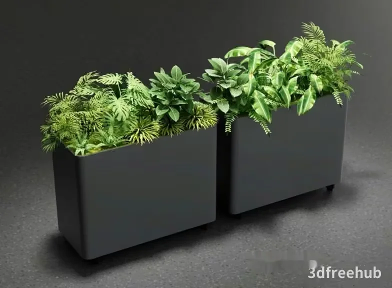 Modern Planters With Plants 3D Model – 21801 – VRAY Render