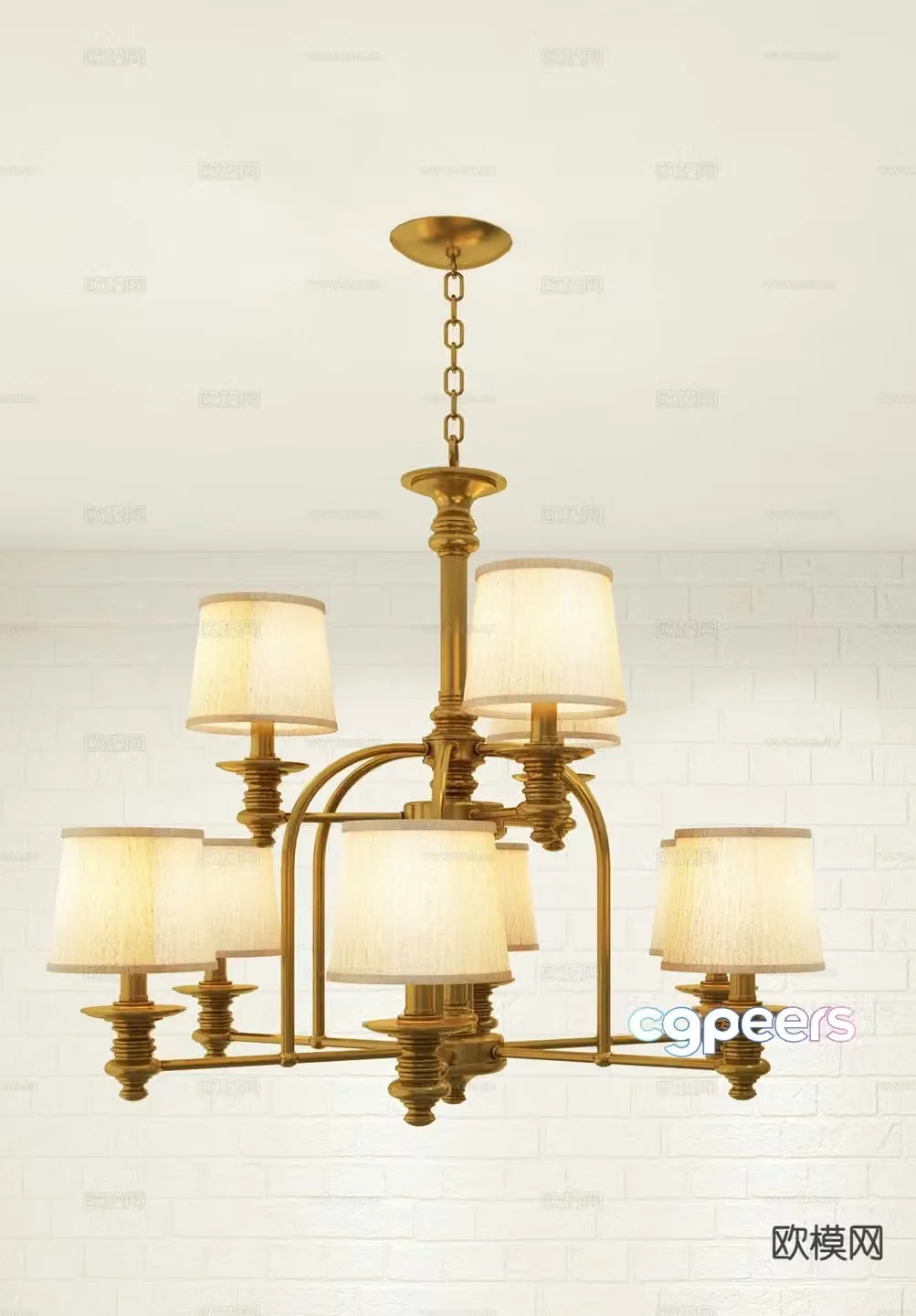 American chandelier multi-head chandelier 3d model