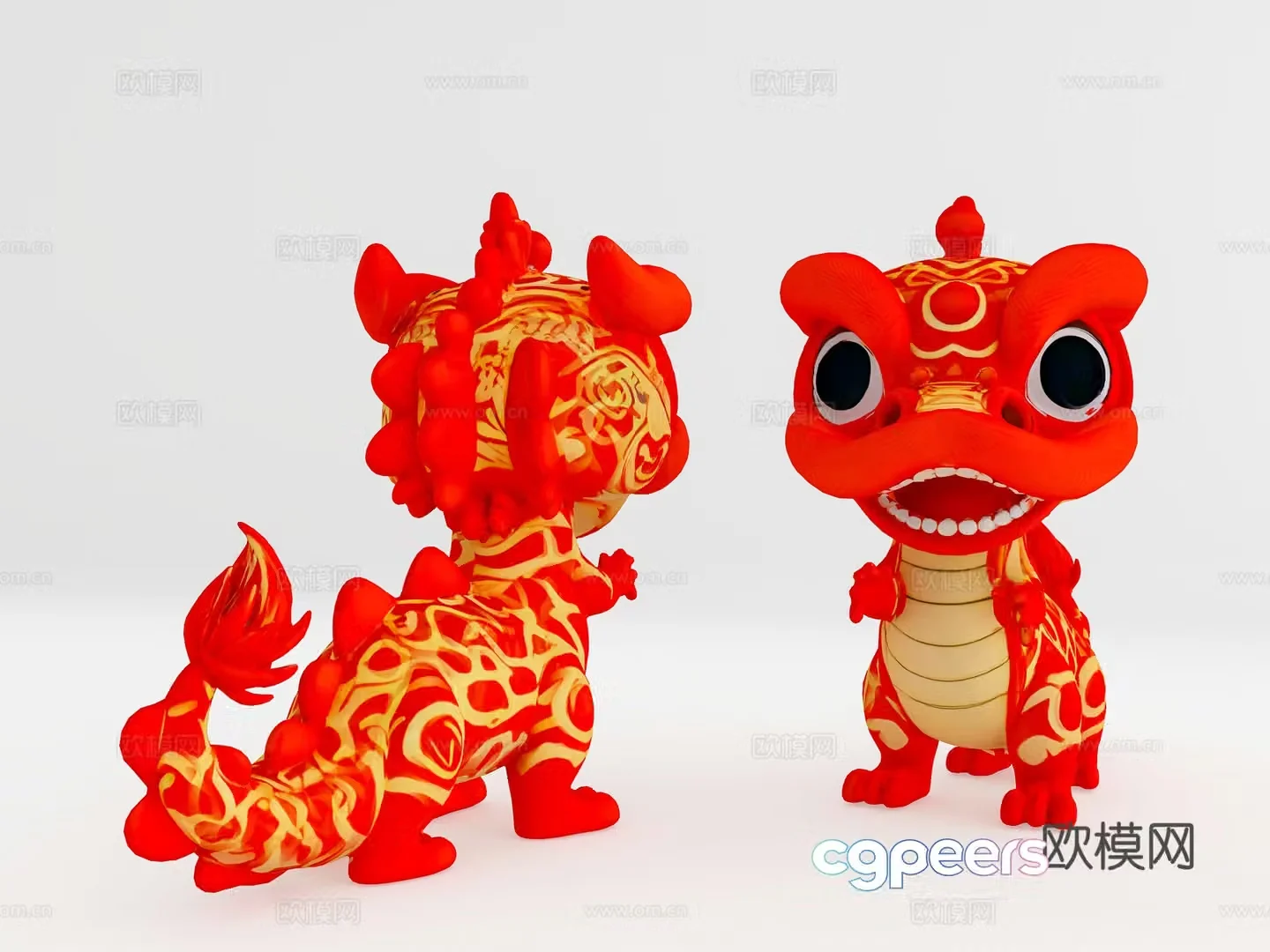 Lion dance mascot Year of the Snake Mascot National Trend Beauty Chen Mascot Figure 3D Model