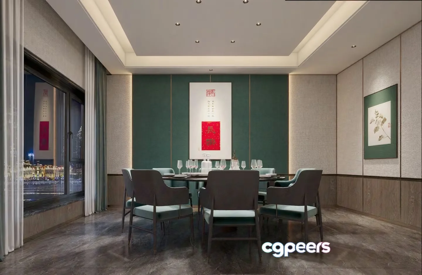 Modern Dining Room 3D Model – 9592 – CORONA Render