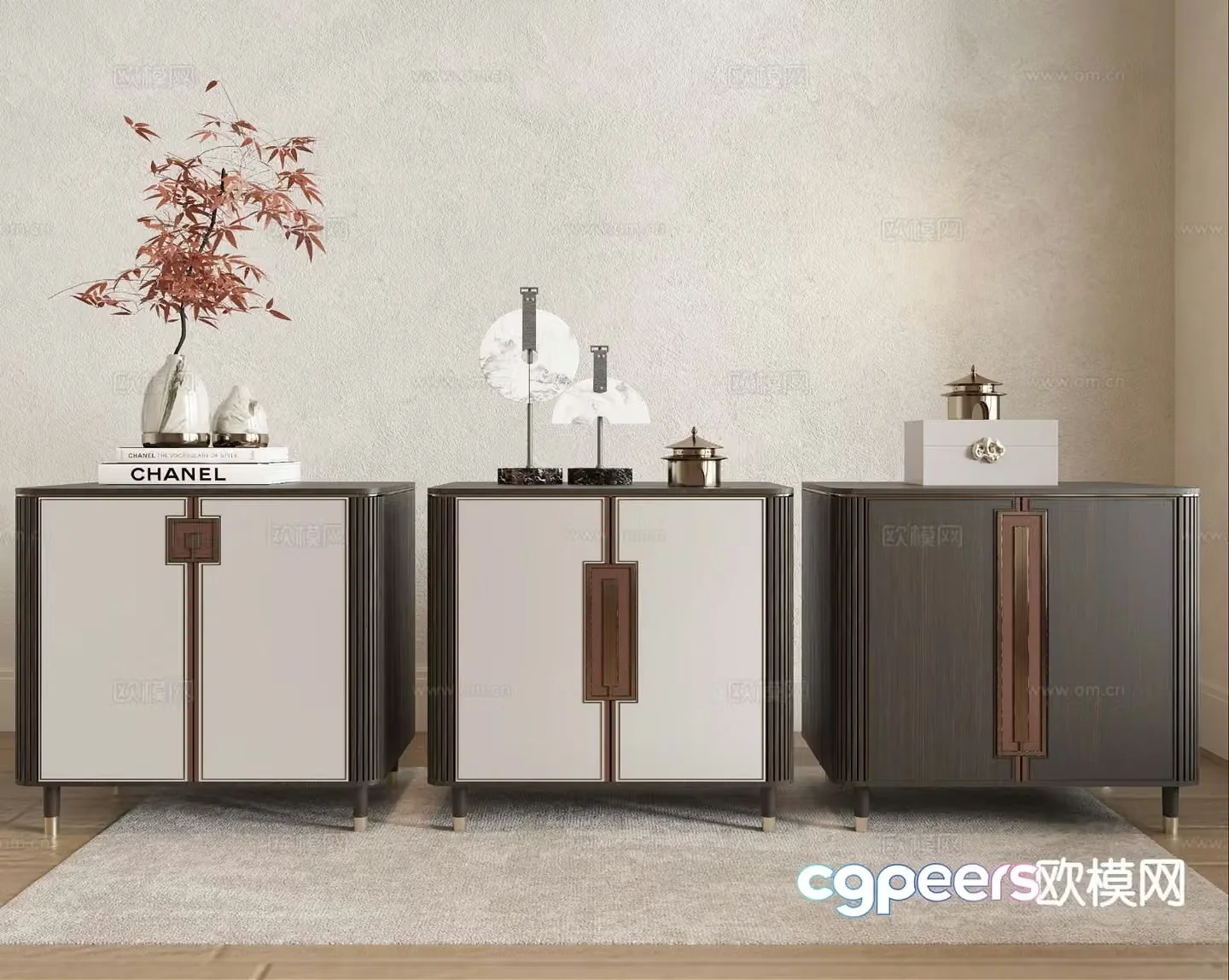 New Chinese style bedside table 3d model