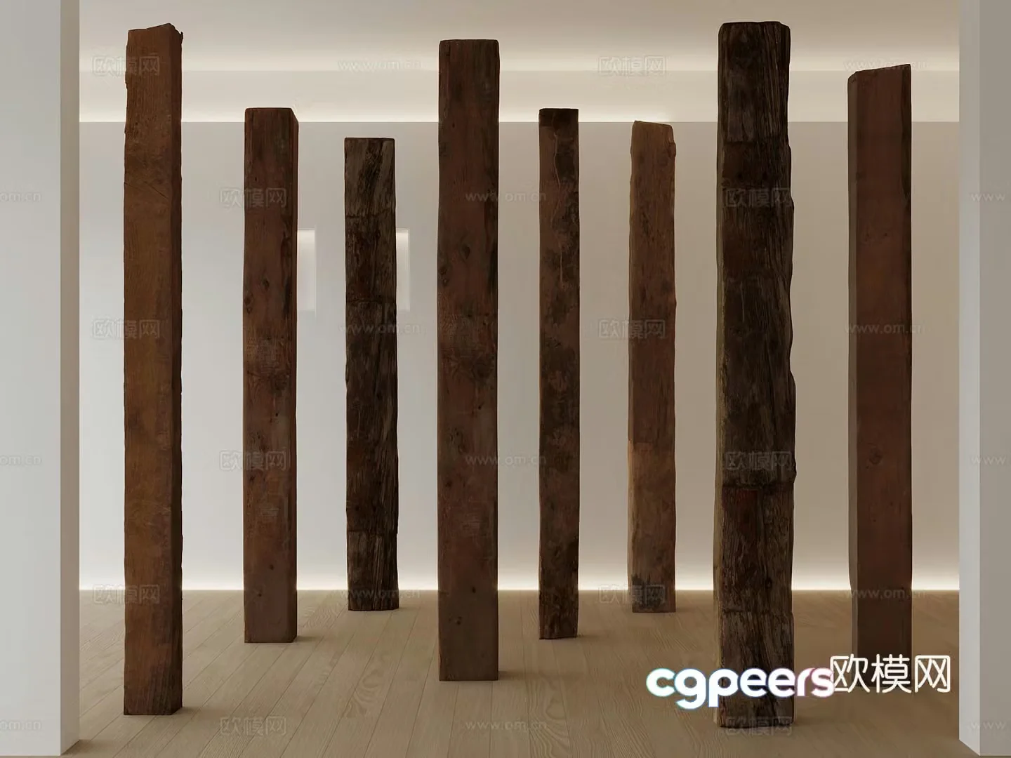 Modern old wood pillar 3d model