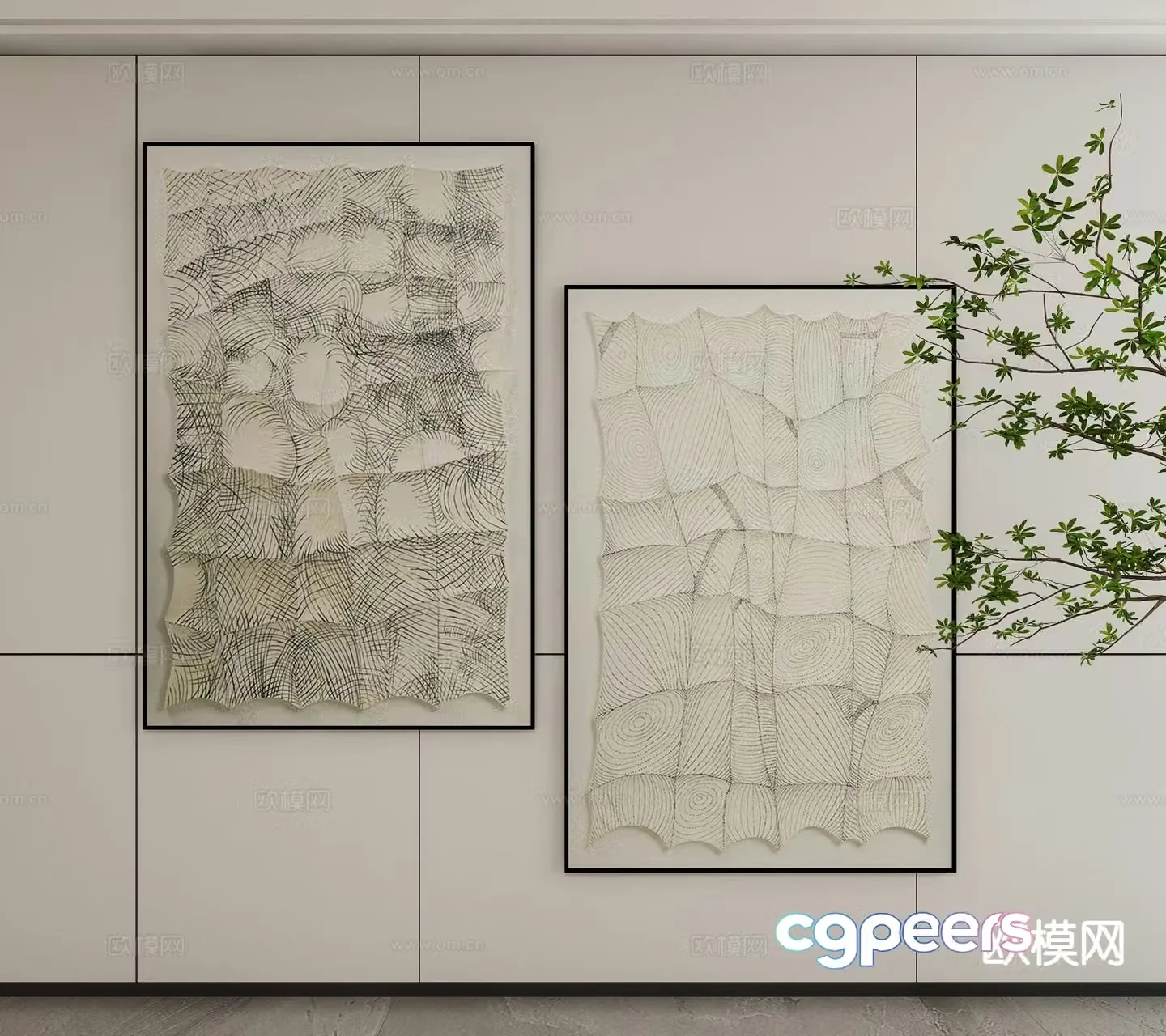 Modern texture painting decorative painting 3d model