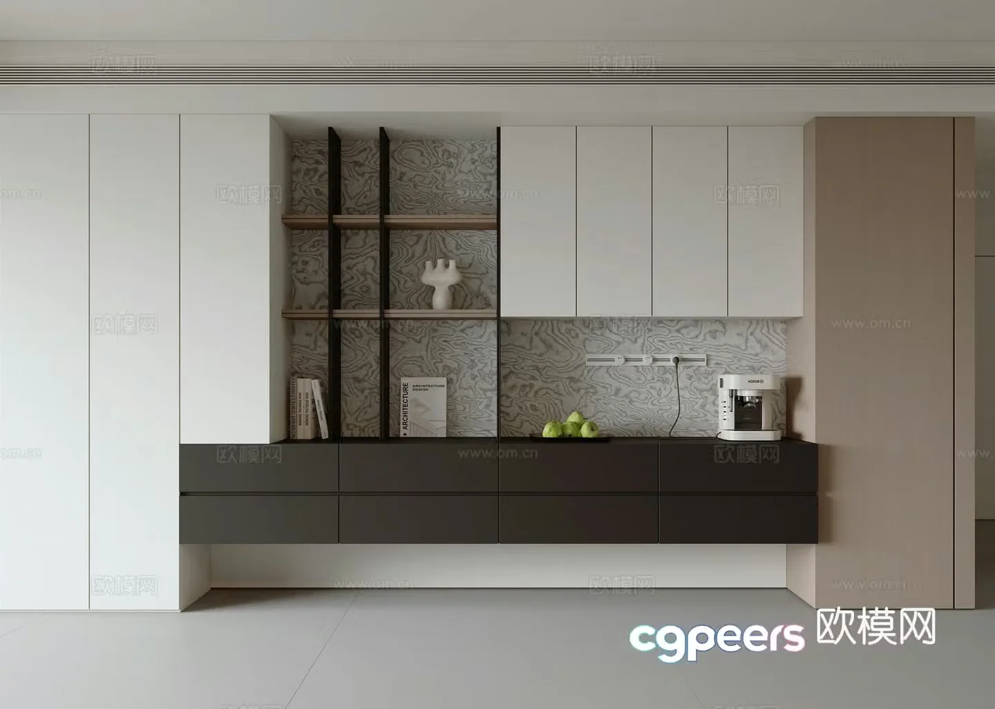 Modern bookcase 3d model