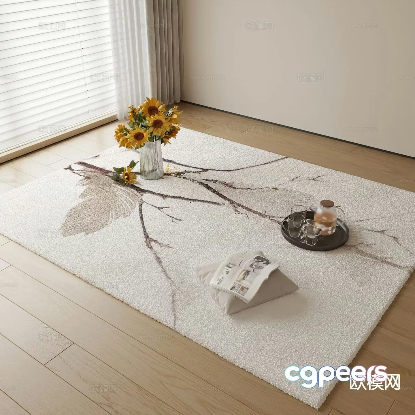 Modern plain carpet 3d model