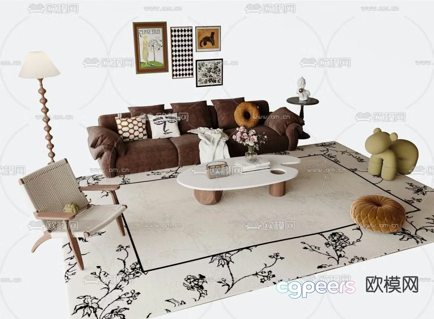 Medieval style modular sofa 3D model
