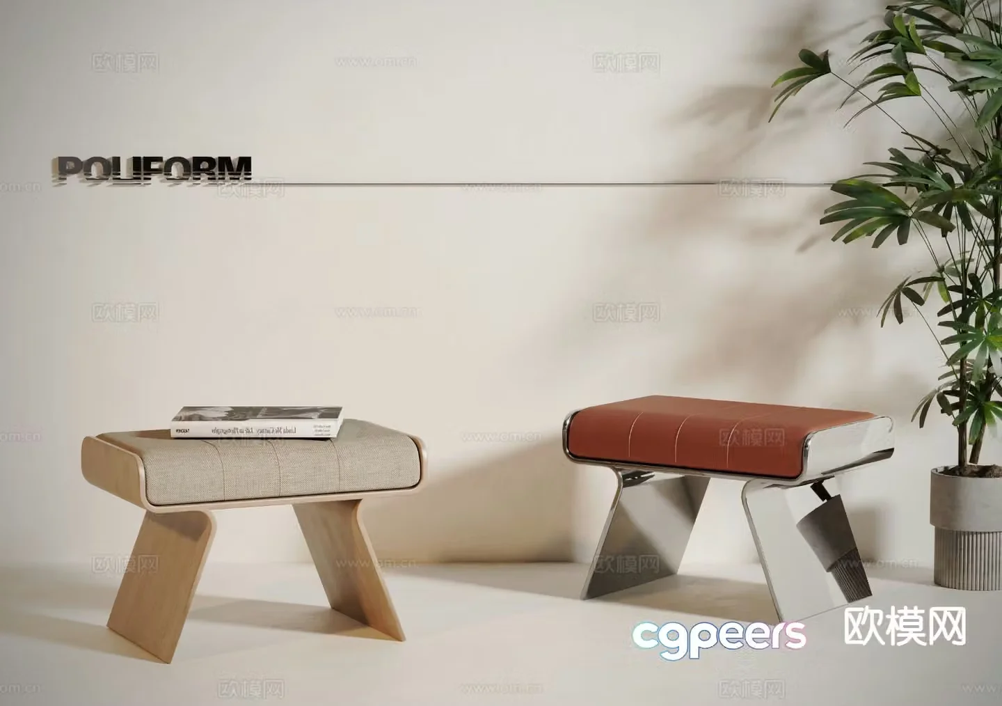Modern stool sofa stool low stool 3d model