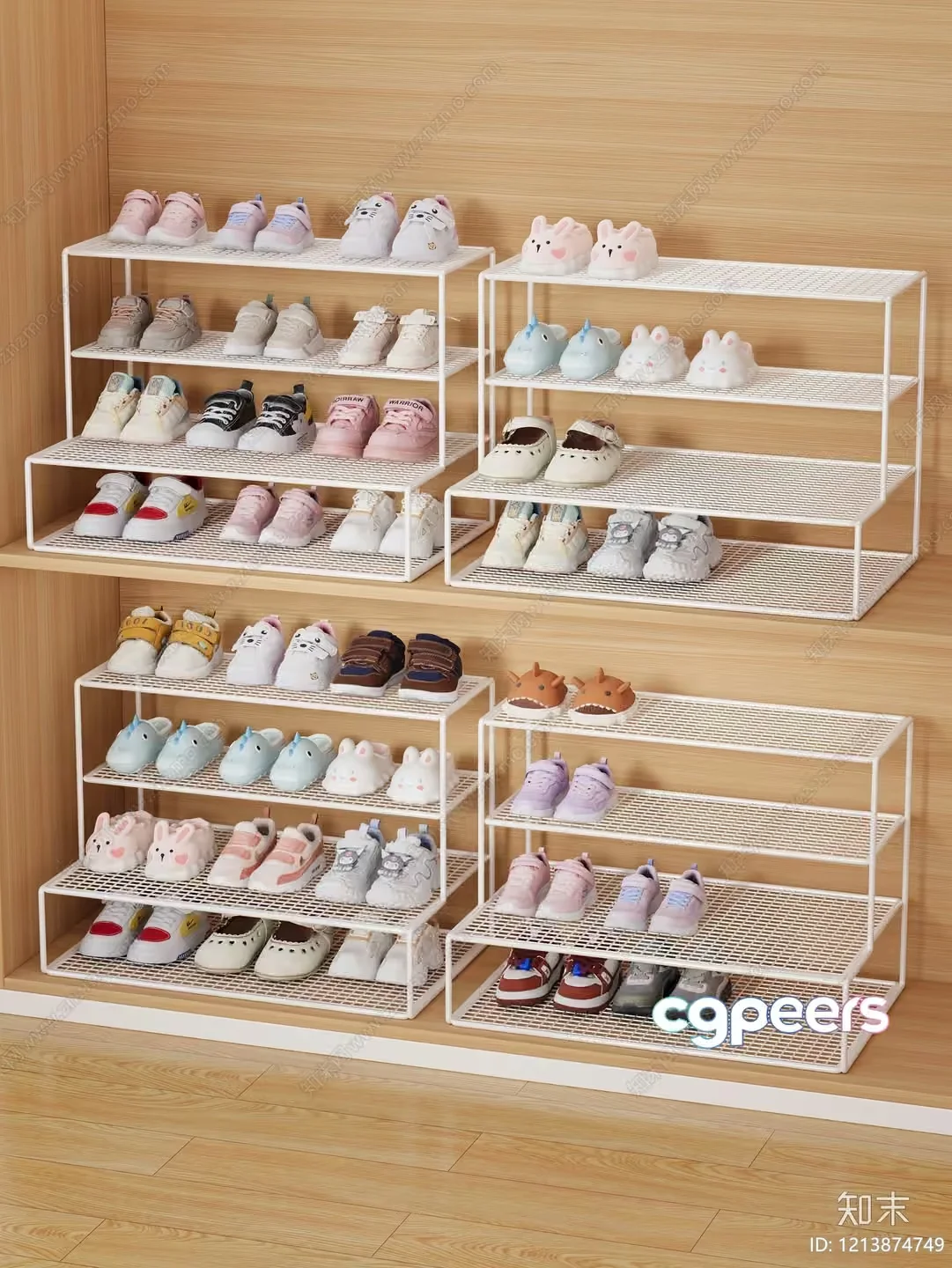 White Shoe Racks 3D Model – 15247 – VRAY Render