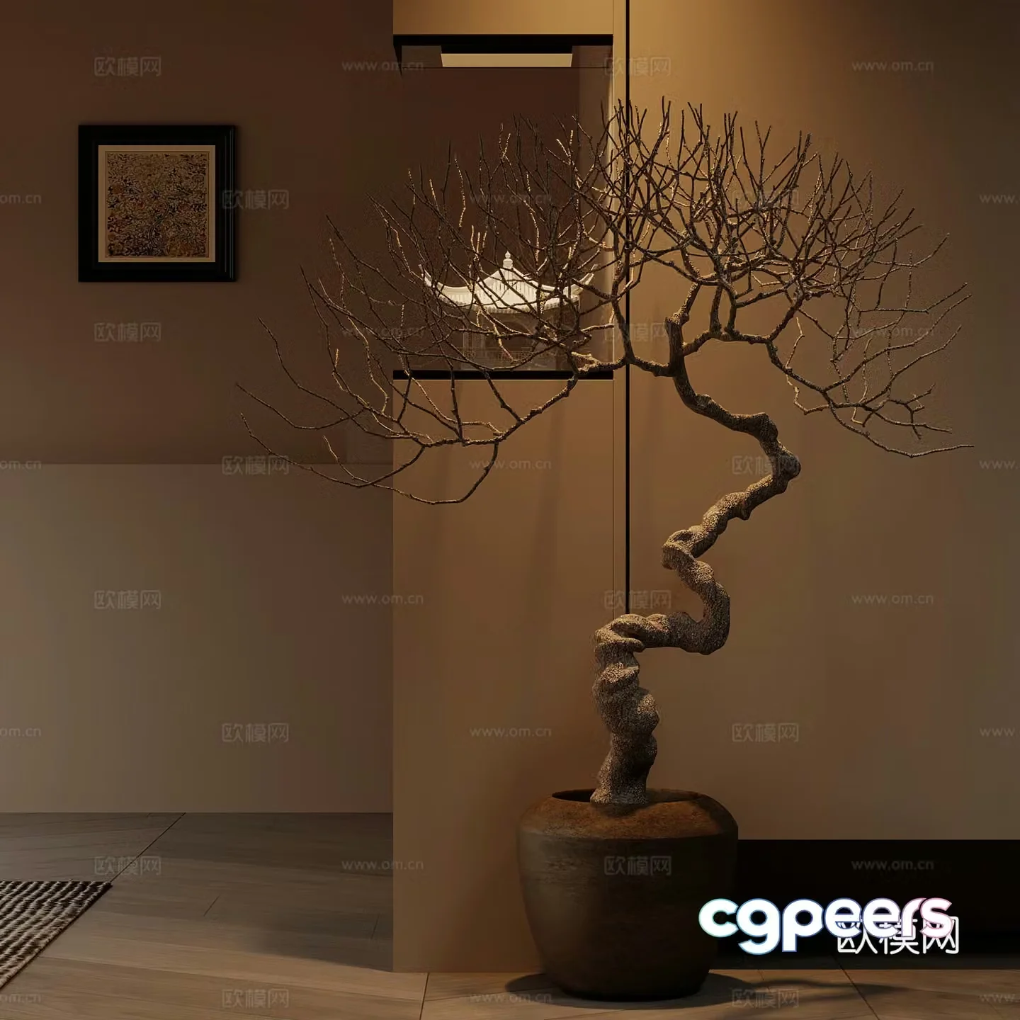 New Chinese style indoor vase dead branch ornament decoration 3d model