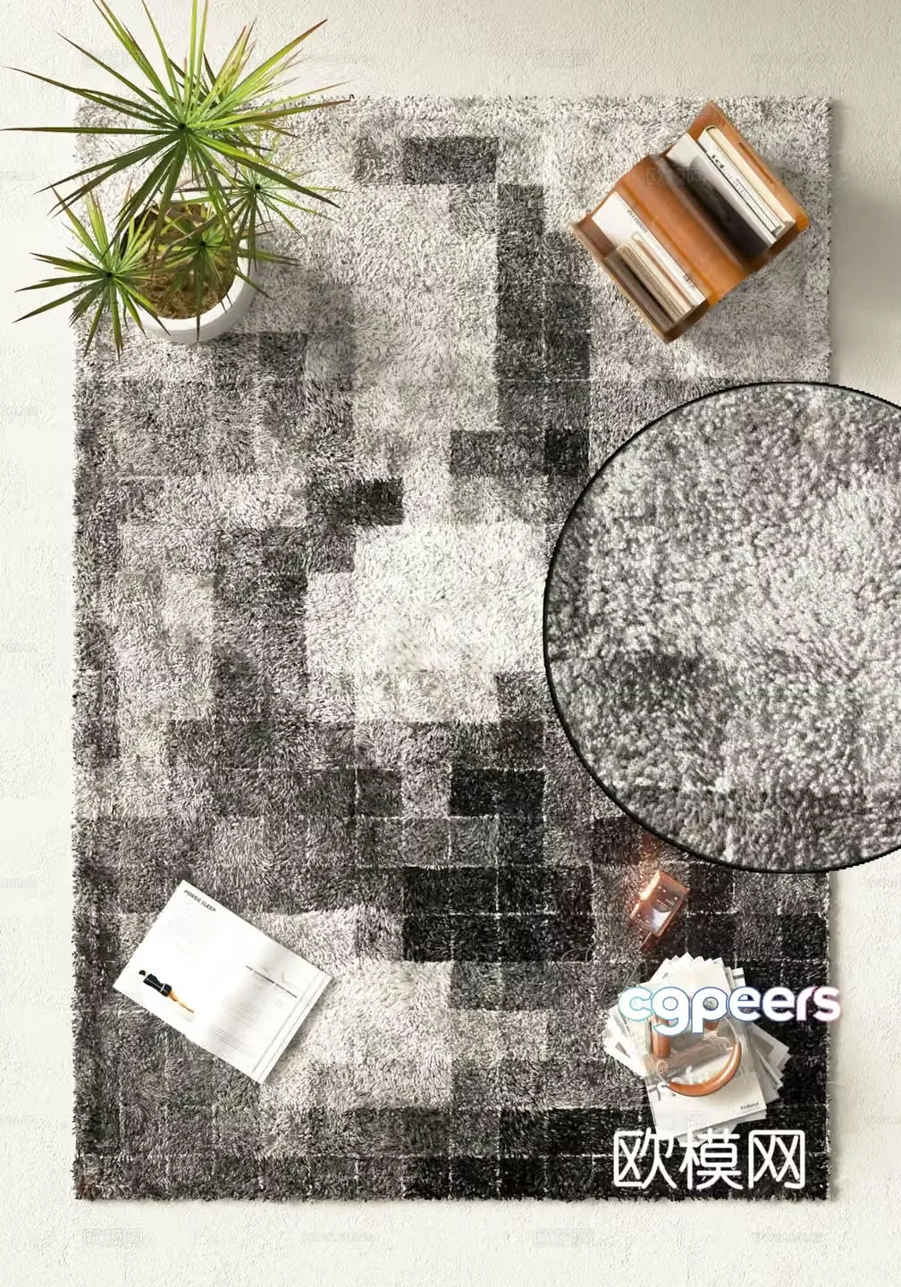 square carpet plush carpet 3d model