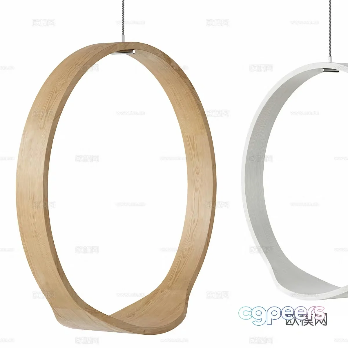 New Chinese-style solid wood swing chair 3D model