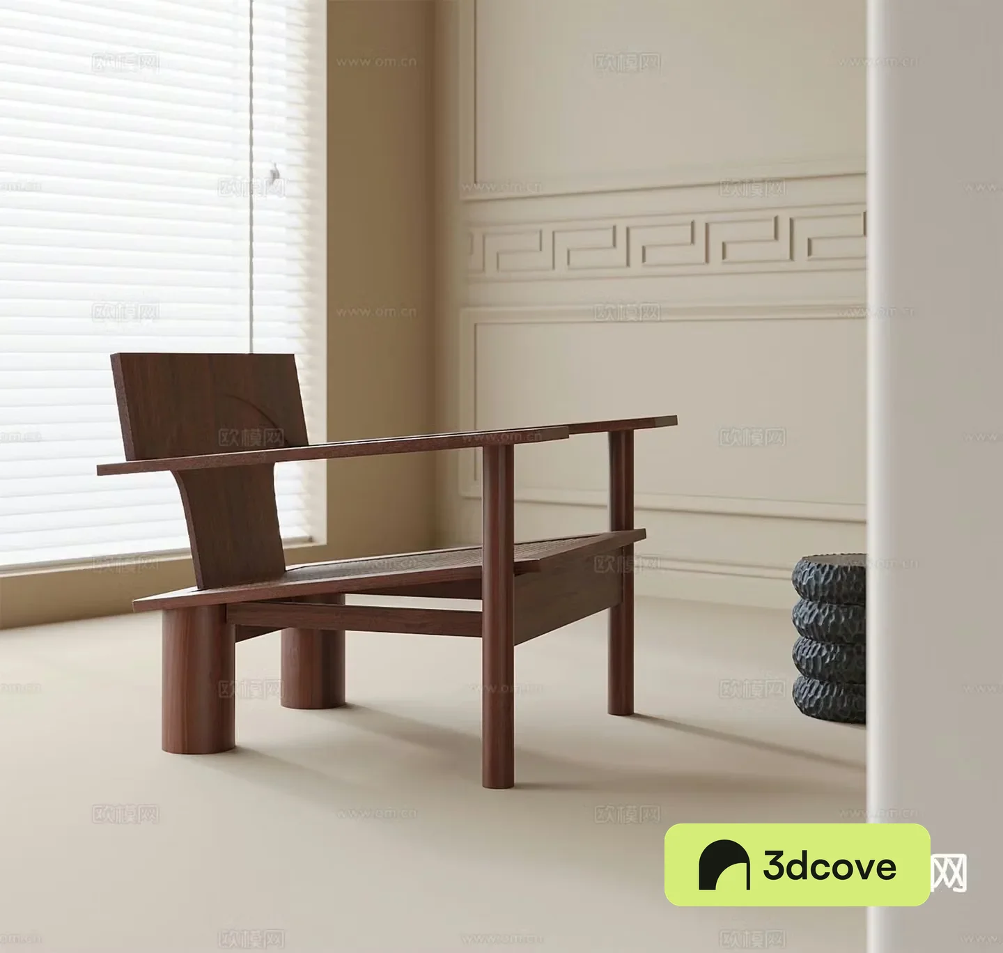 Medium style chair leisure chair 3d model