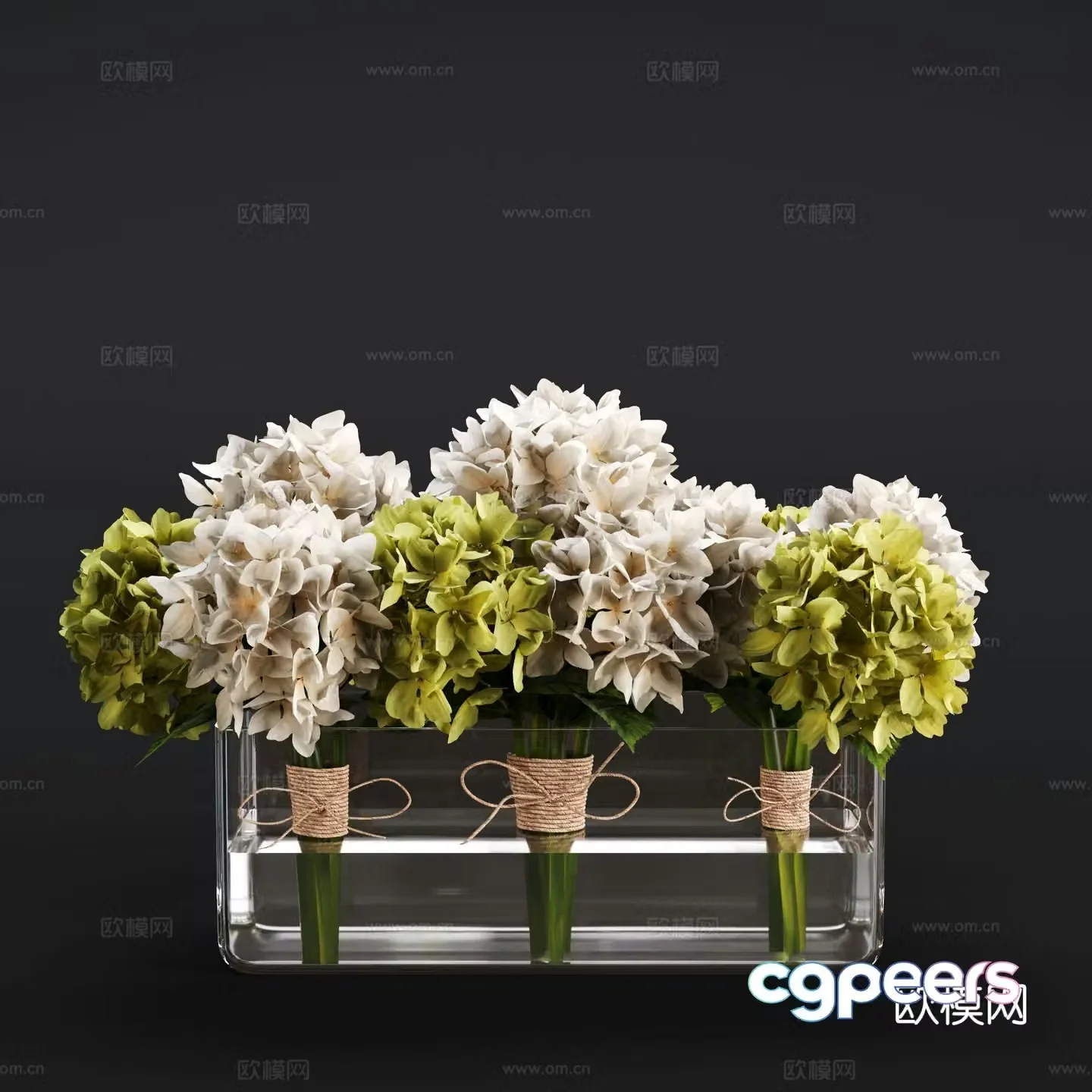 Modern hydrangea vase floral 3d model