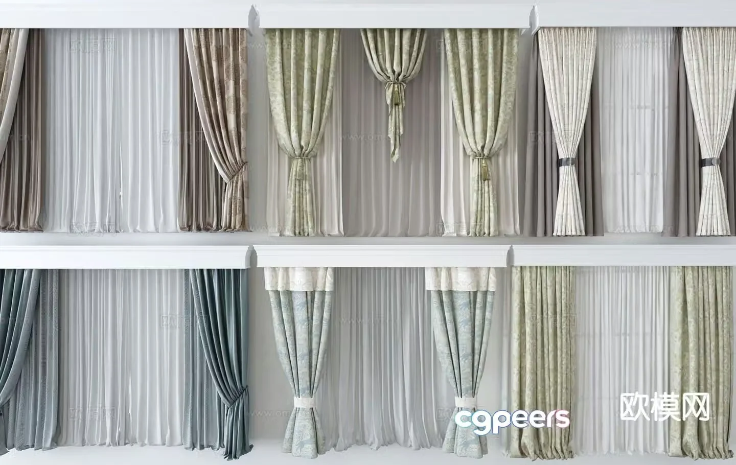 Modern curtain box gauze curtain curtain 3d model