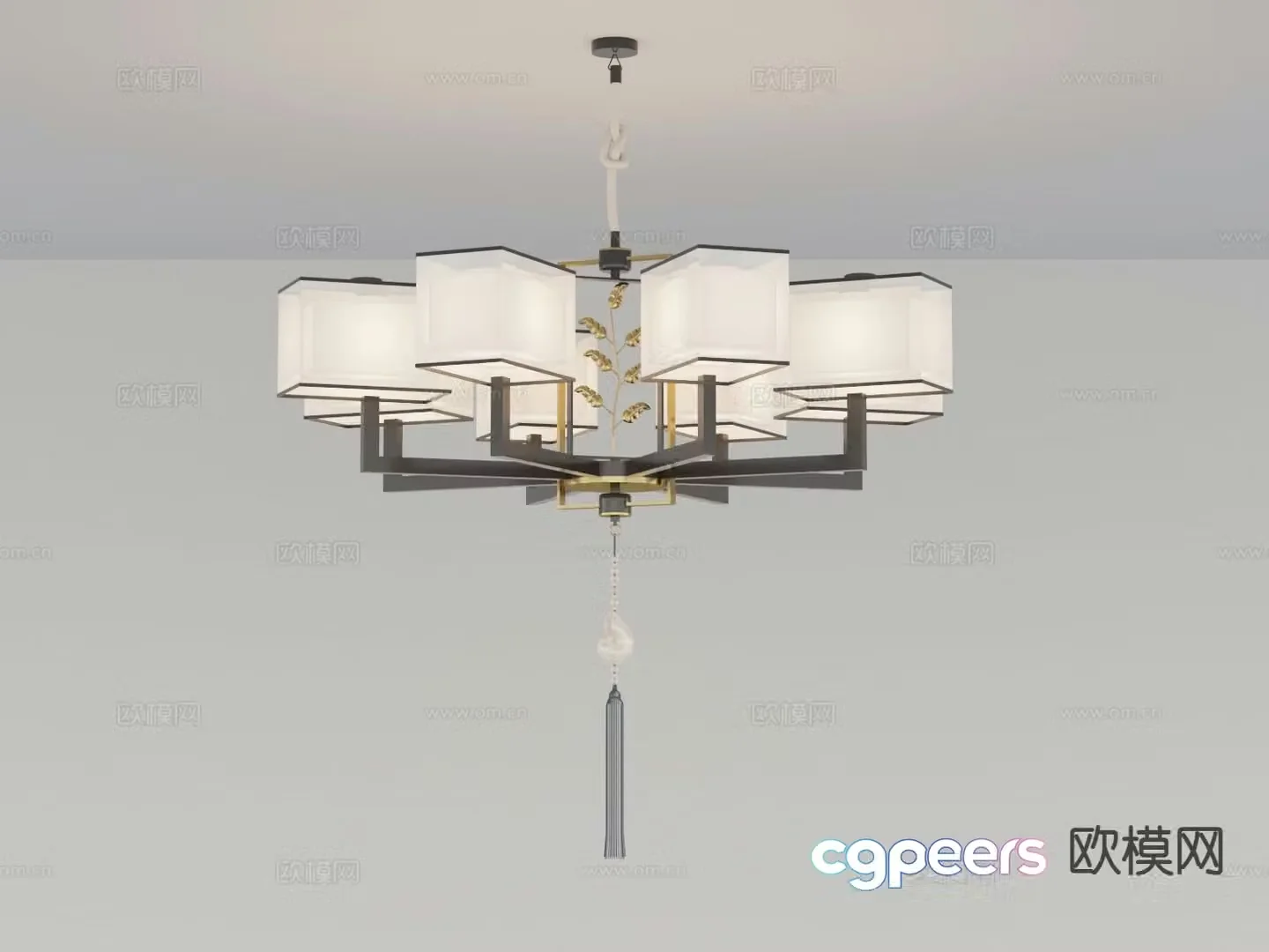 New Chinese style chandelier hall chandelier 3d model