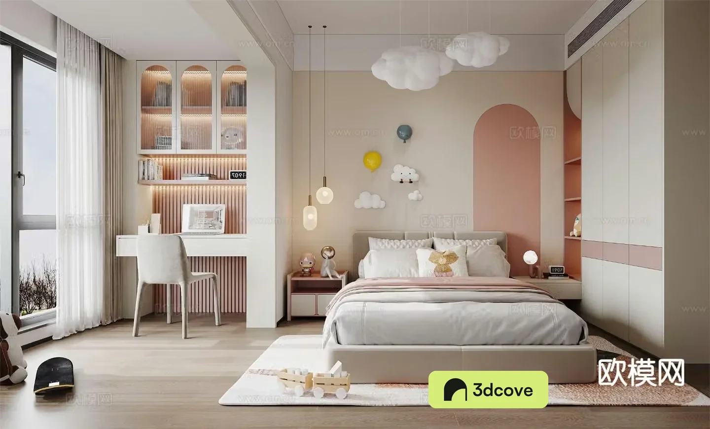 Modern pink children’s room girl’s room