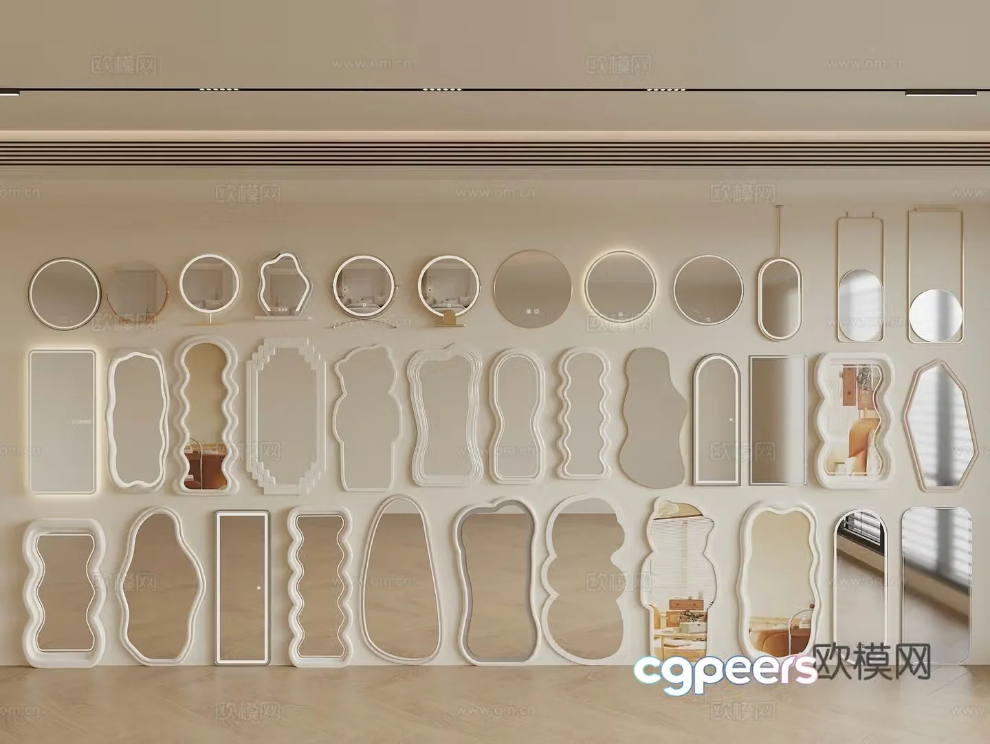 Mirror Full-body mirror Floor-standing mirror Dressing mirror Makeup mirror opposite sex mirror hanging mirror Decorative mirror 3D model