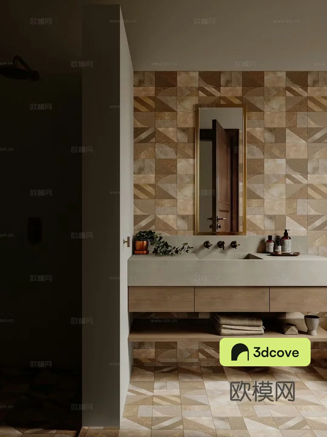 Middle-aged bathroom 3D model