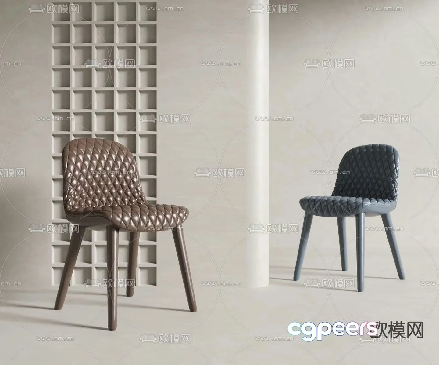Cassina brown leather side chair 3d model