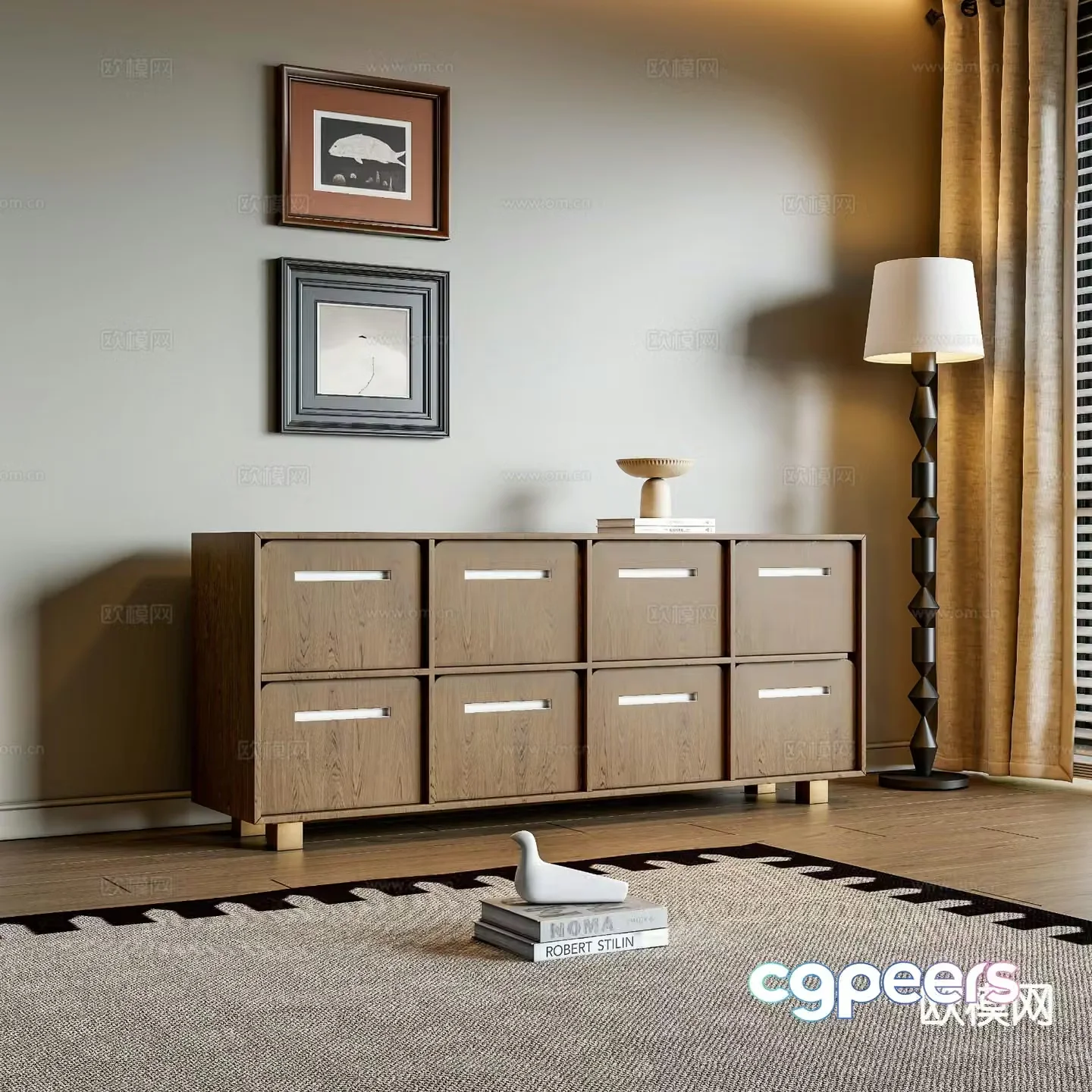 Modern entryway cabinet drawer 3d model