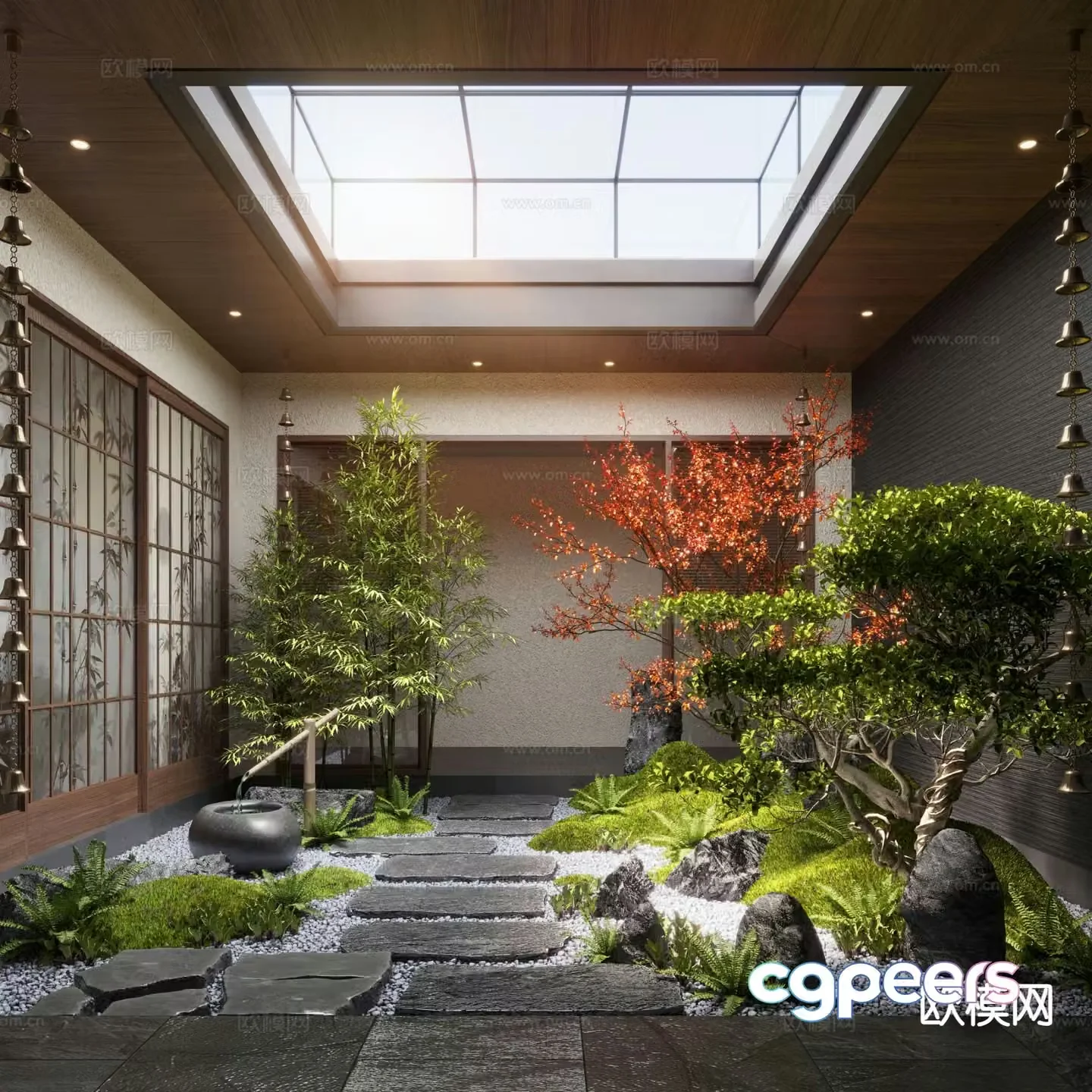 New Chinese Zen Patio Courtyard Landscape 3D Model