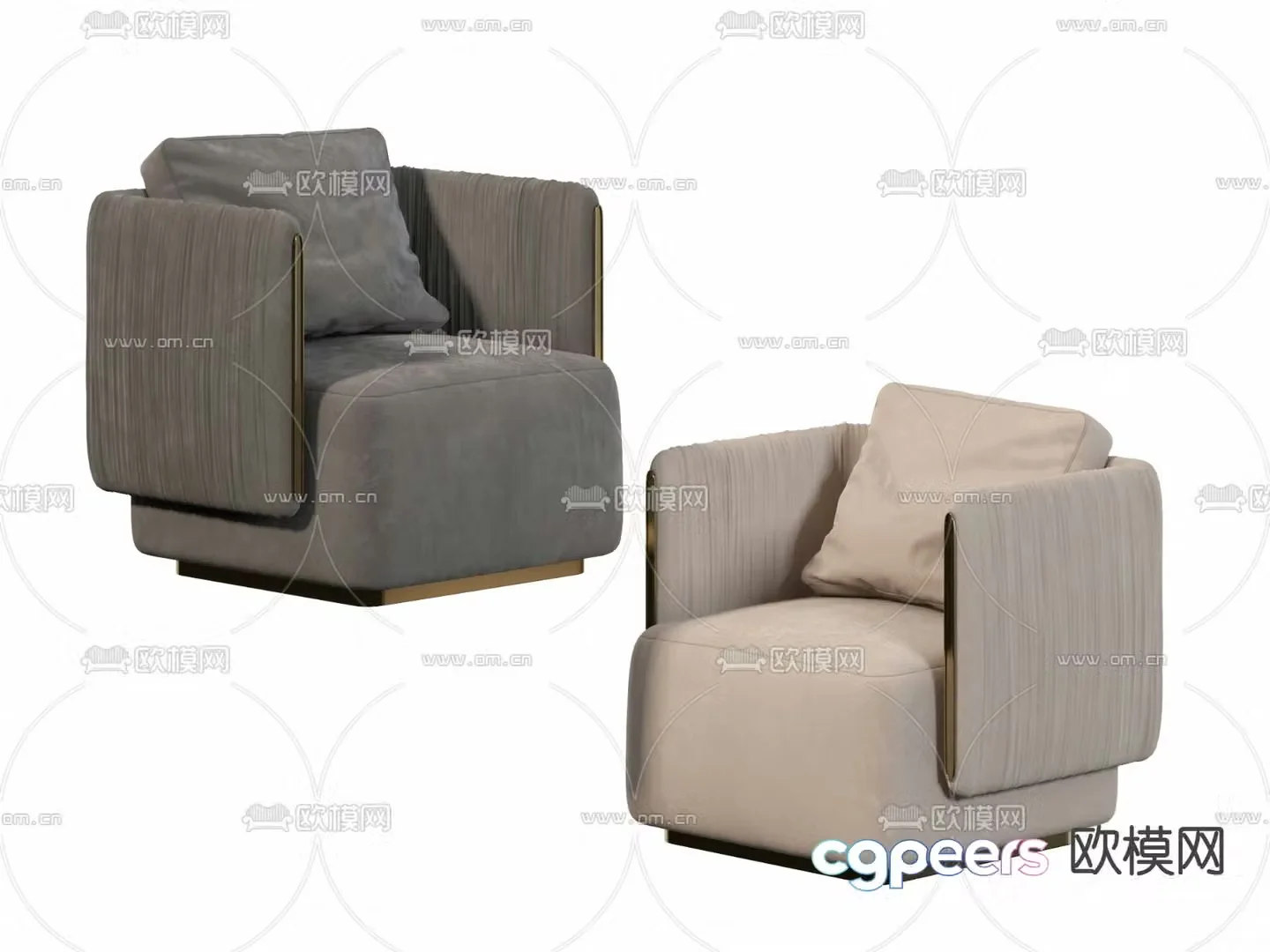 B&B italia light luxury single sofa 3D model