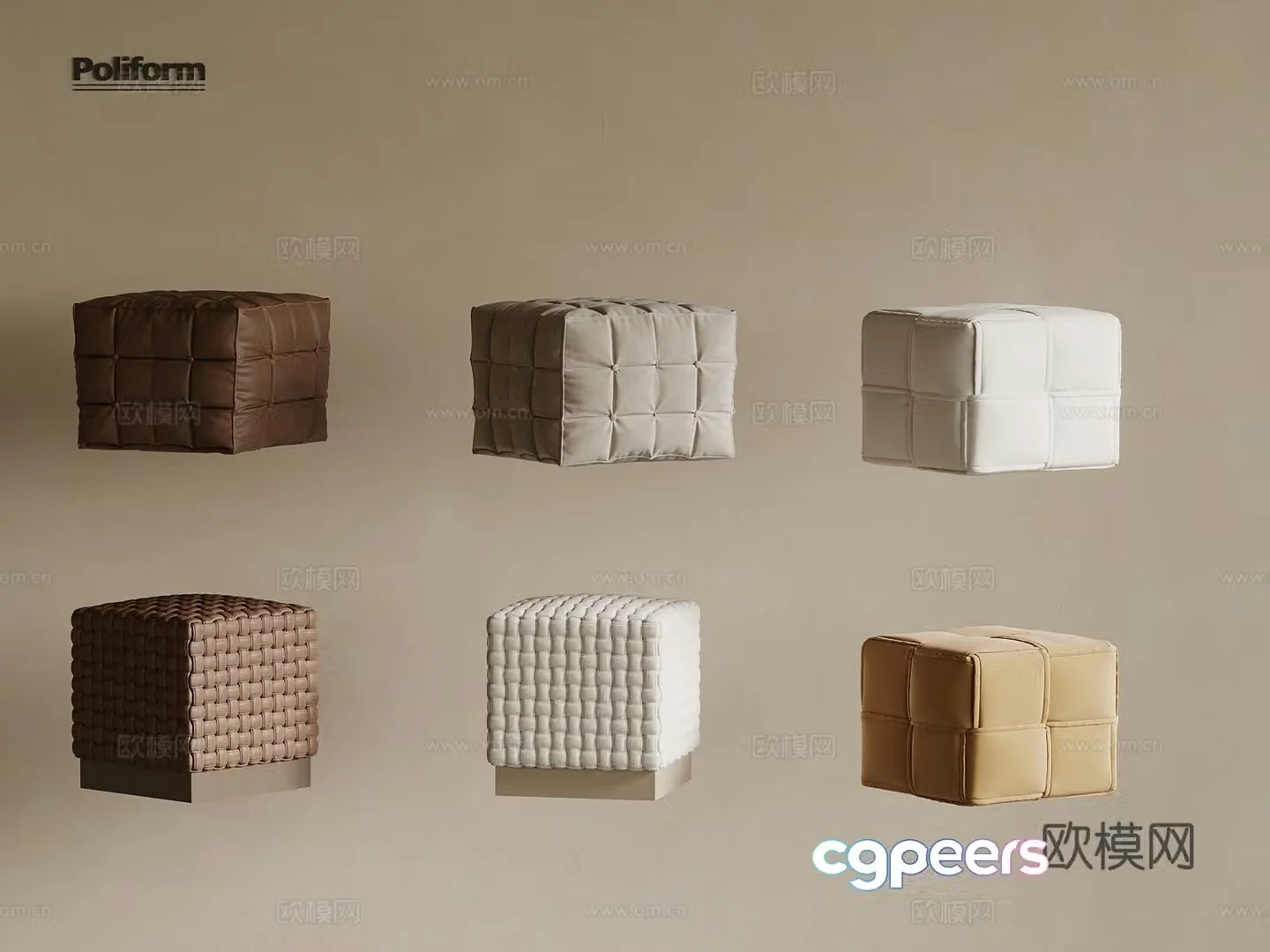 Modern stool Makeup Stool Shoe Change Stool 3D Model