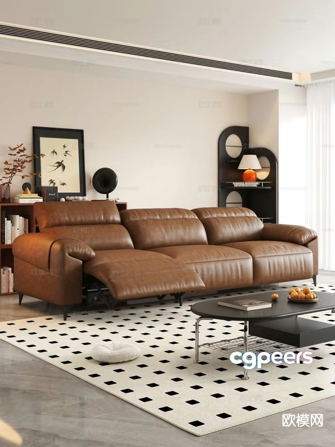 Medieval style three-person sofa functional sofa electric sofa 3d model