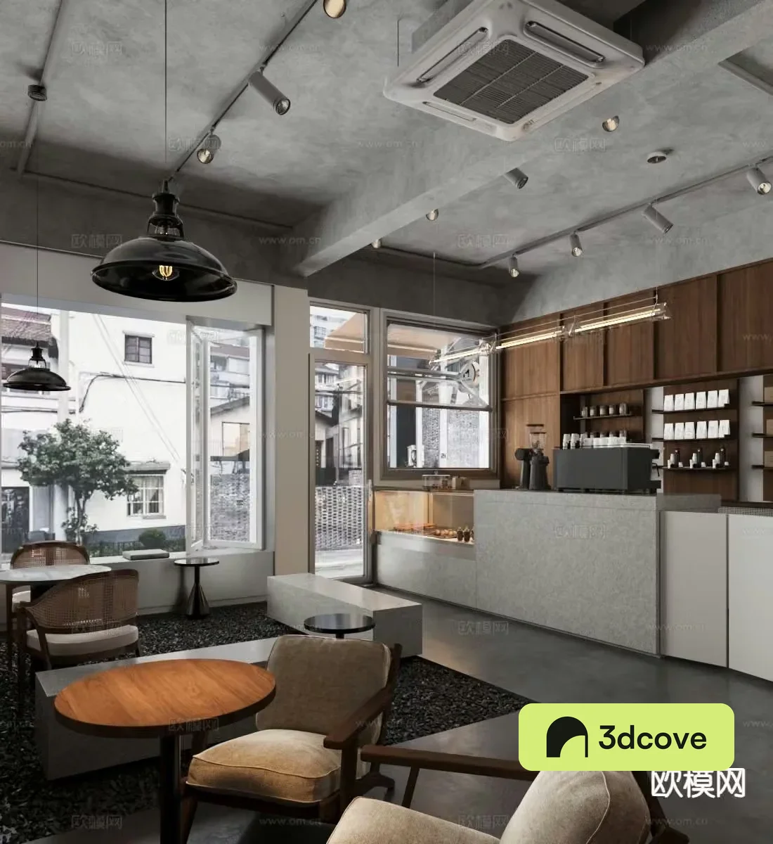 Industrial style cafe