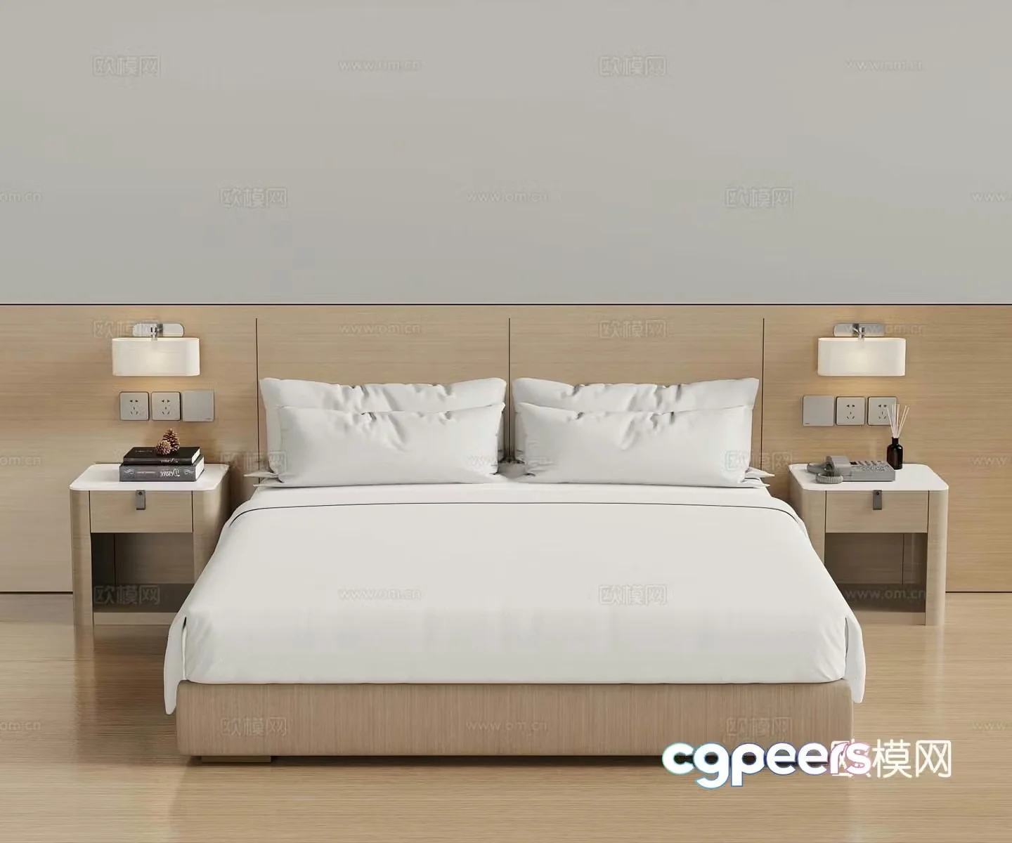 Modern Double Bed Room Standard Single Bed 3D Model